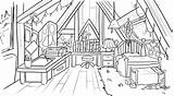 Kleurplaat Attic Zolder Coloring Dachboden Grenier Coloriage House  sketch template