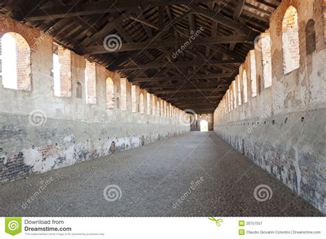 Vigevano, Covered Street of the Castle Stock Image - Image of timber ...