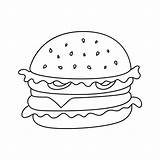 Black And White Cartoon Burger sketch template