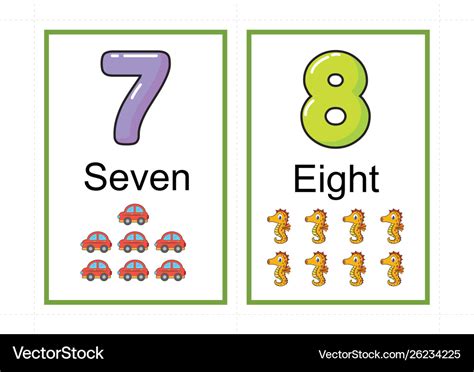 Printable number flashcards for teaching number Vector Image