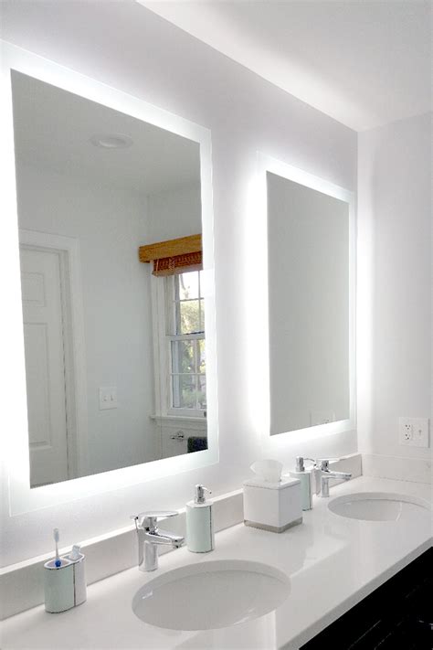 Side-Lighted LED Bathroom Vanity Mirror: 28" x 36" - Rectangular – Mirrors & Marble