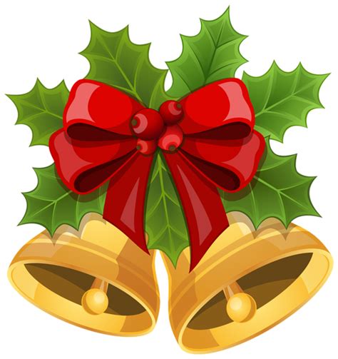 Christmas Bells with Bow PNG Clipart Image