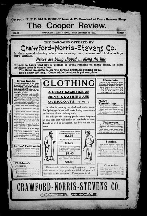 The Cooper Review. (Cooper, Tex.), Vol. 13, No. 1, Ed. 1 Friday, December 18, 1903 - Page 1 of 8 ...