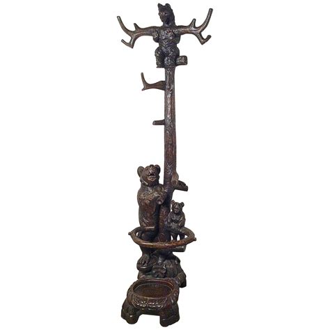 19th Century Black Forest Carved Bear Hall Stand, Three Bears Coat Stand For Sale at 1stDibs