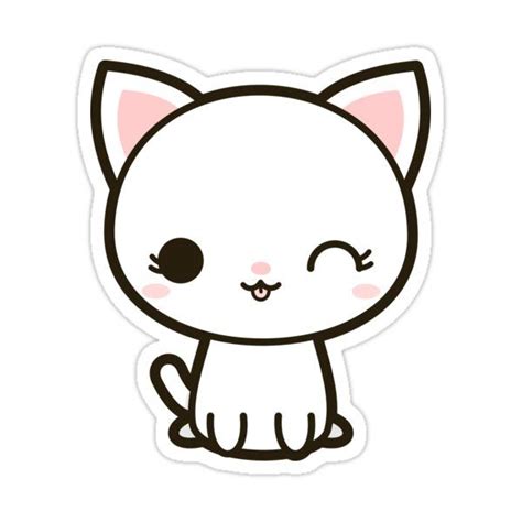 Kawaii white cat Sticker by peppermintpopuk in 2021 | White cat ...