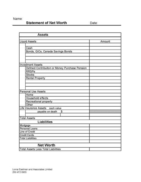 Net Worth Spreadsheet Canada Printable Spreadshee net worth template canada. net worth ...