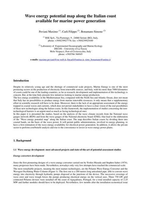 (PDF) Wave energy potential map along the Italian coast available for ...