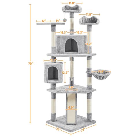 Topeakmart Light Gray Large Cat Tree Tower, 79" H | Petco