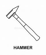 Coloring Page With Hammer For Kids Stock Vector  Illustration Of Cute sketch template