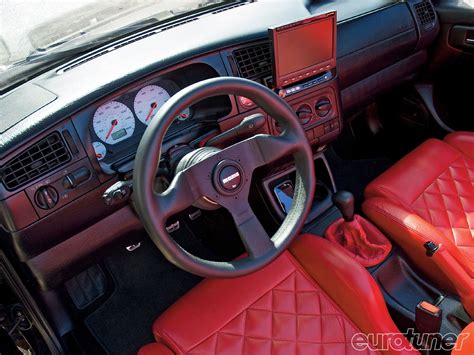 Interior of a VW Vento with Red Leather Seats