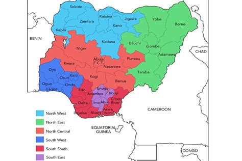 Nigeria map geopolitical zones - Map of nigeria showing geopolitical zones (Western Africa - Africa)