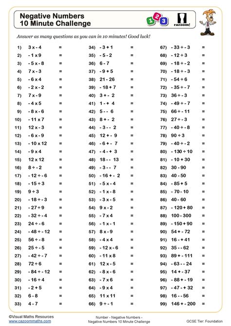 Multiplying Positive Negative Numbers Worksheets