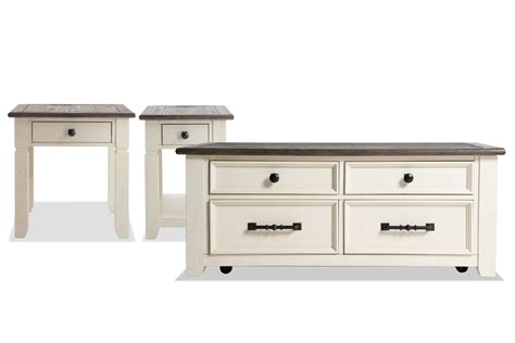 Laurel White 3 Piece Lift-Top Coffee Table Set with 1 End table and 1 Chairside Table | Coffee ...