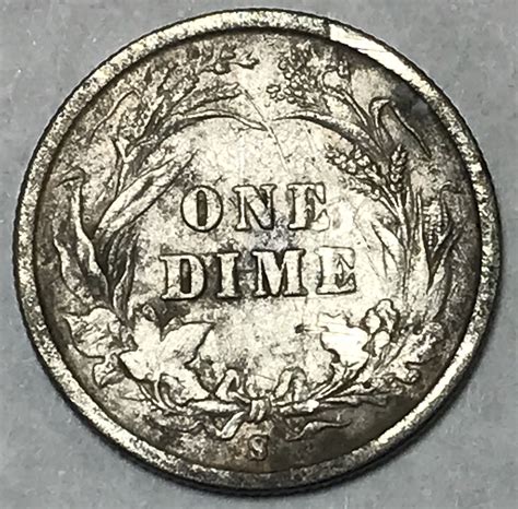 ERROR 1893-S/S Silver Barber Dime - Repunched Mint Mark - Full LIBERTY ...