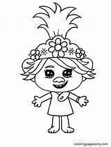 Queen Poppy Trolls Coloring Page  Free Printable Pages sketch template
