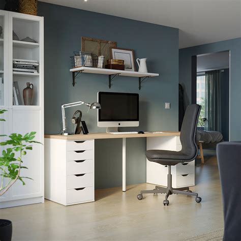 LAGKAPTEN / ALEX bureau, plaqué chêne blanchi/blanc, 200x60 cm - IKEA Belgique | Oficina en casa ...