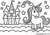 Unicorn Castle Coloring Page For Kids Royalty Free Vector sketch template