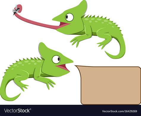 Lizard eating insect in flat style Royalty Free Vector Image