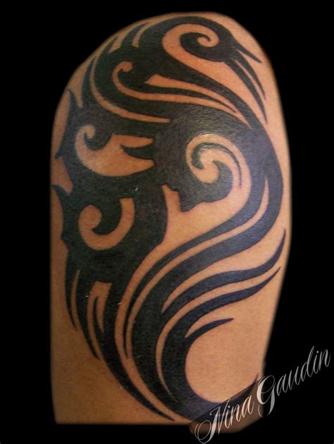 Tribal swirl shoulder bicep black - Tattoo by Nina Gaudin of 12th ...