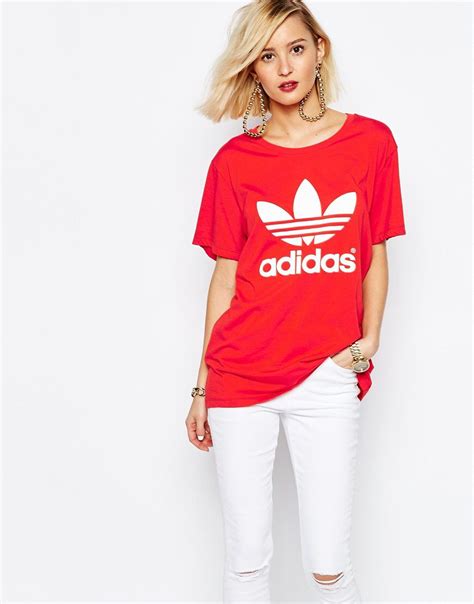 adidas Originals Adicolour Oversized T-Shirt With Trefoil Logo at asos.com | Red adidas outfit ...