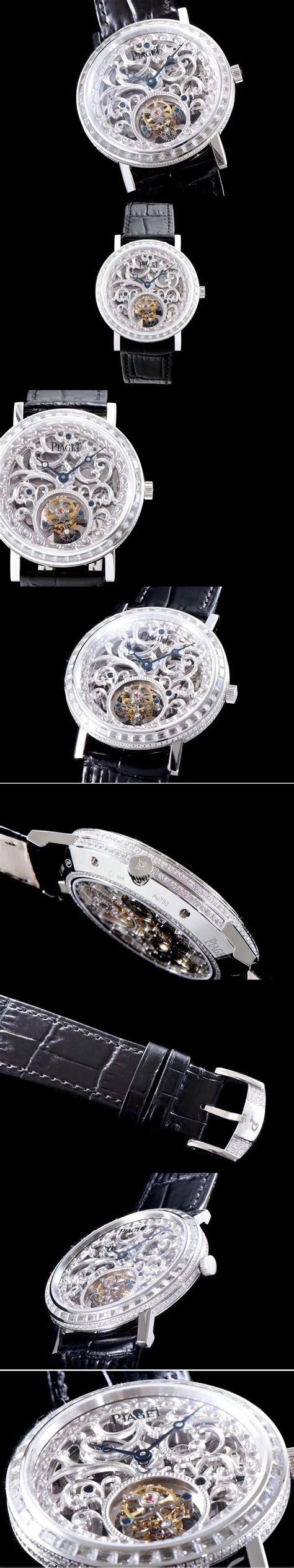 Piaget Tradition SS BBR Best Edition Diamond Paved Skeleton Dial on Black Leather Strap ...