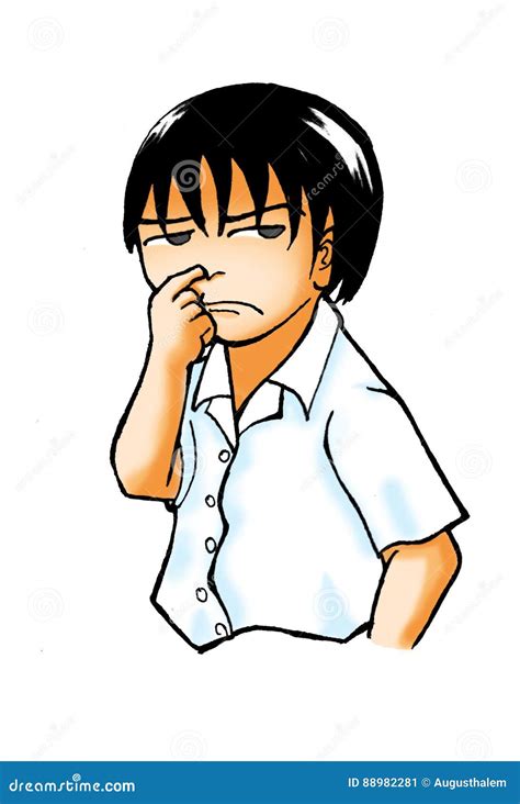 Boy Scowl and Pick His Nose Stock Illustration - Illustration of ...