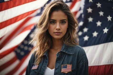 Premium AI Image | A girl holding USA flag