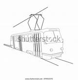 Tram Outline Coloring Vector Illustration Stock Royalty Free  sketch template