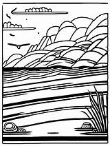 Detailed Bay Scenery Coloring Page · Creative Fabrica sketch template