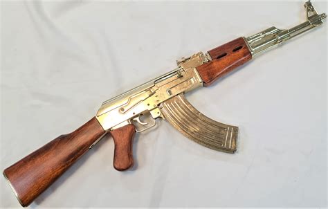 REPLICA AK-47 RIFLE BY DENIX SEMI AUTOMATIC RIFLE GOLD – SADDAM HUSSEIN IRAQ | JB Military Antiques