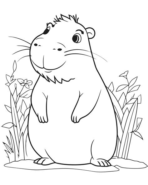 Capybara Coloring Page 22043333 Vector Art at Vecteezy