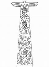 Totem Pole Coloring Pages Drawing Poles Wolf Native American Printable  sketch template