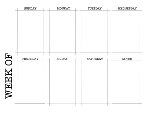 Weekly Calendar Printable Classic Black and White - Etsy