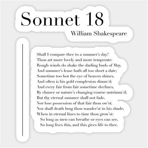 Sonnet 18 by William Shakespeare - Shakespeare - Sticker | TeePublic