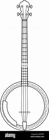 Easy coloring Cartoon Vector Illustration Of A banjo Isolated On White  sketch template