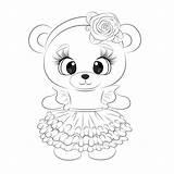 Teddy Bear Coloring Book Cute Girl In A Dress 8215931 Vector Art At  sketch template