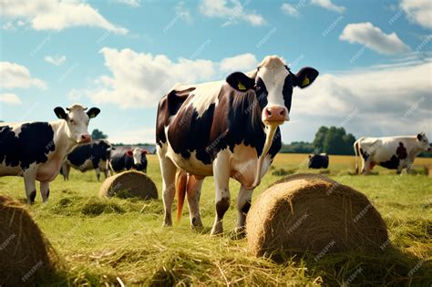 Premium Photo | Cows on a cow farm breeding of domestic animals