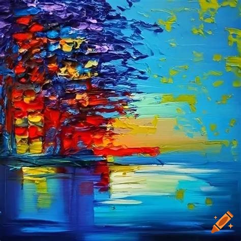 Palette knife painting on Craiyon