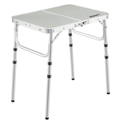 REDCAMP Small Aluminum Folding Table 2 Foot, Adjustable Height Portable Camping Table, Sturdy ...