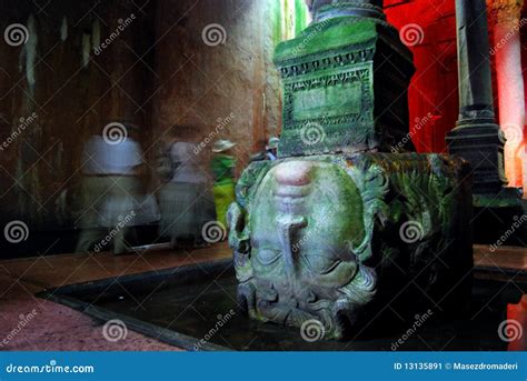 Basilica Cistern - Medusa Head Stock Image - Image of structure, column ...