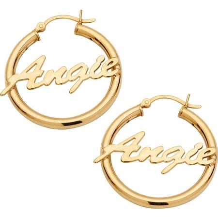 Personalized 14kt Gold Plated Sterling Silver Name Hoop Earrings - Walmart.com