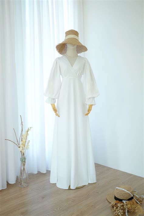 Off White Wedding Dress White Maxi Bridal Dress Bridesmaid Dresses Long ...