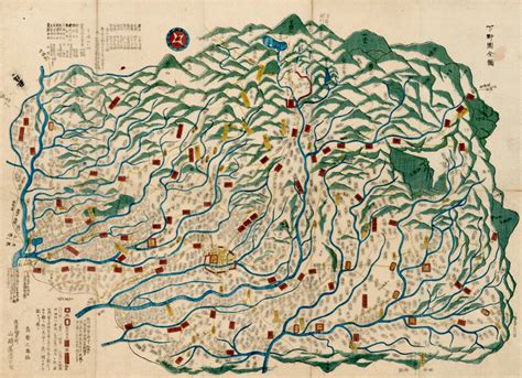 1804 Japanese pictorial map. of the entire Shimotsuke Province ...