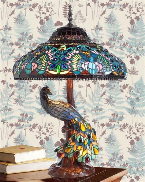 Peacock Tiffany Table Lamp in the Peacock style | Tiffany lamps, Tiffany table lamps, Stained ...