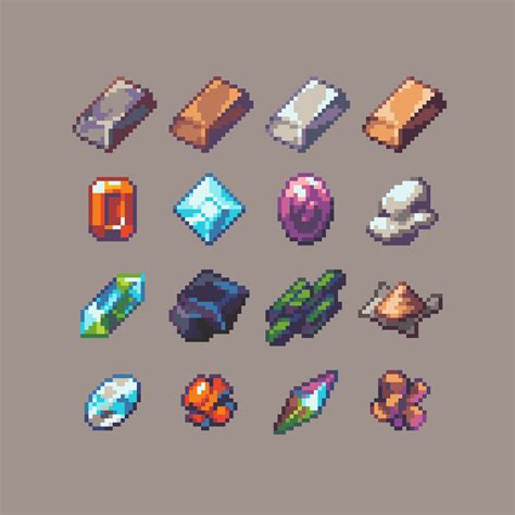 ArtStation - RPG Pixel Art Icon Collection: Ores