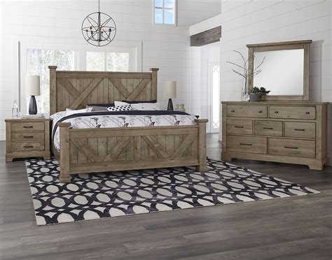 Cool Rustic Stone Grey X Style Bedroom Set from Vaughan Bassett | Coleman Furniture