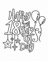 Printable Happy 18th Birthday Balloons And Stars Coloring Page sketch template