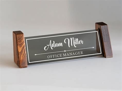 Custom Wooden Desk Name Plate, Card Holder, New Job Gift, Office Desk Accessories, Desk ...