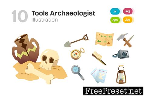 Archaeologist Tool Collection Illustration B5YHDXM