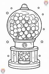 Gumball Machine Coloring Gum Clipart Pages Bubble Printable Template  sketch template